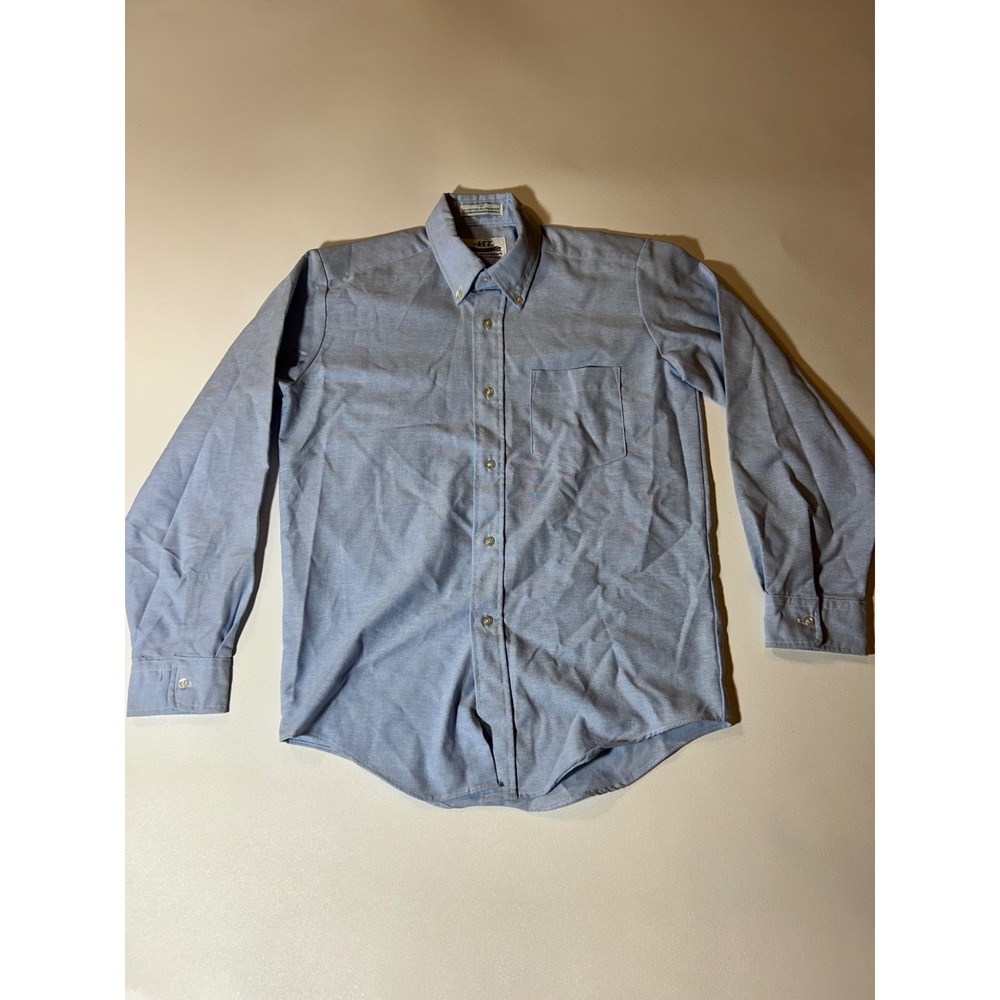 417 Van Heusen Oxford Shirt Boys 12 Blue Good Long Sleeve Button Down